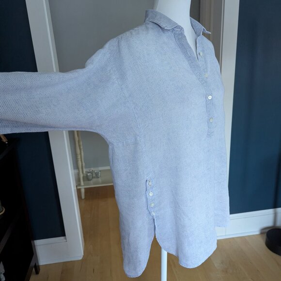 J. McLaughlin Fallon Women's Linen Shirt Half Button Up Size Medium Pale Blue - Picture 7 of 12